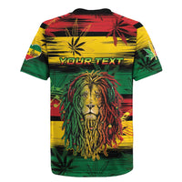 Personalised Rastafarian Lion Rugby Jersey Cannabis Leaf Pattern - Wonder Print Shop