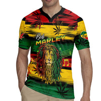 Personalised Rastafarian Lion Rugby Jersey Cannabis Leaf Pattern - Wonder Print Shop