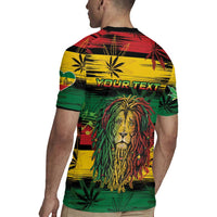 Personalised Rastafarian Lion Rugby Jersey Cannabis Leaf Pattern - Wonder Print Shop