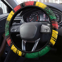Rastafarian Lion Steering Wheel Cover Cannabis Leaf Pattern - Wonder Print Shop