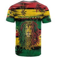 Personalised Rastafarian Lion T Shirt Cannabis Leaf Pattern - Wonder Print Shop