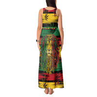 Personalised Rastafarian Lion Tank Maxi Dress Cannabis Leaf Pattern - Wonder Print Shop
