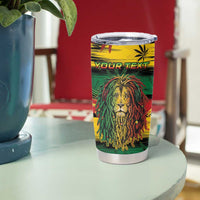 Personalised Rastafarian Lion Tumbler Cup Cannabis Leaf Pattern - Wonder Print Shop