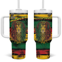 Personalised Rastafarian Lion Tumbler With Handle Cannabis Leaf Pattern - Wonder Print Shop