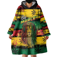 Personalised Rastafarian Lion Wearable Blanket Hoodie Cannabis Leaf Pattern - Wonder Print Shop