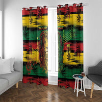 Personalised Rastafarian Lion Window Curtain Cannabis Leaf Pattern - Wonder Print Shop
