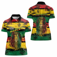 Personalised Rastafarian Lion Women Polo Shirt Cannabis Leaf Pattern - Wonder Print Shop