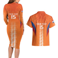 Custom Netherlands Football Couples Matching Long Sleeve Bodycon Dress and Hawaiian Shirt Go Champions Oranje - Wonder Print Shop