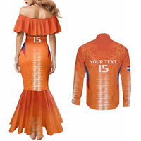 Custom Netherlands Football Couples Matching Mermaid Dress and Long Sleeve Button Shirt Go Champions Oranje - Wonder Print Shop