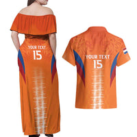 Custom Netherlands Football Couples Matching Off Shoulder Maxi Dress and Hawaiian Shirt Go Champions Oranje - Wonder Print Shop