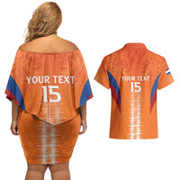 Custom Netherlands Football Couples Matching Off Shoulder Short Dress and Hawaiian Shirt Go Champions Oranje - Wonder Print Shop