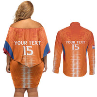 Custom Netherlands Football Couples Matching Off Shoulder Short Dress and Long Sleeve Button Shirt Go Champions Oranje - Wonder Print Shop
