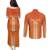 Custom Netherlands Football Couples Matching Puletasi and Long Sleeve Button Shirt Go Champions Oranje - Wonder Print Shop