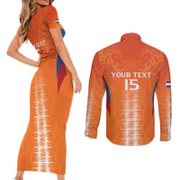 Custom Netherlands Football Couples Matching Short Sleeve Bodycon Dress and Long Sleeve Button Shirt Go Champions Oranje - Wonder Print Shop