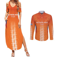 Custom Netherlands Football Couples Matching Summer Maxi Dress and Long Sleeve Button Shirt Go Champions Oranje - Wonder Print Shop