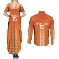 Custom Netherlands Football Couples Matching Summer Maxi Dress and Long Sleeve Button Shirt Go Champions Oranje - Wonder Print Shop