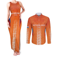 Custom Netherlands Football Couples Matching Tank Maxi Dress and Long Sleeve Button Shirt Go Champions Oranje - Wonder Print Shop