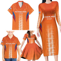 Custom Netherlands Football Family Matching Long Sleeve Bodycon Dress and Hawaiian Shirt Go Champions Oranje - Wonder Print Shop