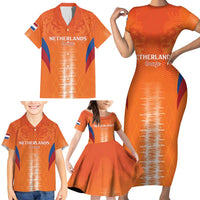 Custom Netherlands Football Family Matching Short Sleeve Bodycon Dress and Hawaiian Shirt Go Champions Oranje - Wonder Print Shop