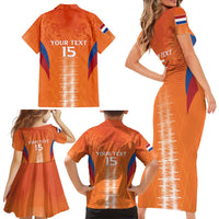 Custom Netherlands Football Family Matching Short Sleeve Bodycon Dress and Hawaiian Shirt Go Champions Oranje - Wonder Print Shop