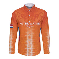 Custom Netherlands Football Long Sleeve Button Shirt Go Champions Oranje - Wonder Print Shop
