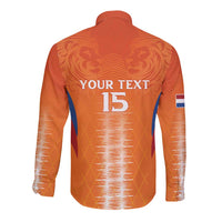 Custom Netherlands Football Long Sleeve Button Shirt Go Champions Oranje - Wonder Print Shop