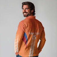 Custom Netherlands Football Long Sleeve Polo Shirt Go Champions Oranje - Wonder Print Shop