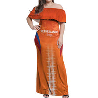 Custom Netherlands Football Off Shoulder Maxi Dress Go Champions Oranje - Wonder Print Shop