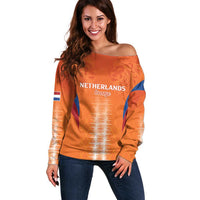 Custom Netherlands Football Off Shoulder Sweater Go Champions Oranje - Wonder Print Shop