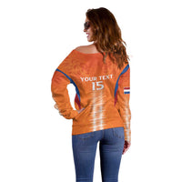 Custom Netherlands Football Off Shoulder Sweater Go Champions Oranje - Wonder Print Shop