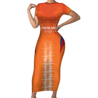 Custom Netherlands Football Short Sleeve Bodycon Dress Go Champions Oranje - Wonder Print Shop