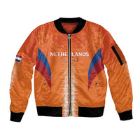 Custom Netherlands Football Sleeve Zip Bomber Jacket Go Champions Oranje - Wonder Print Shop