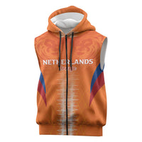 Custom Netherlands Football Sleeveless Zip Hoodie Go Champions Oranje - Wonder Print Shop