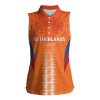 Custom Netherlands Football Women Sleeveless Polo Shirt Go Champions Oranje - Wonder Print Shop