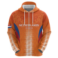 Custom Netherlands Football Zip Hoodie Go Champions Oranje - Wonder Print Shop
