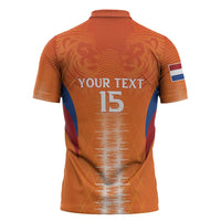Custom Netherlands Football Zipper Polo Shirt Go Champions Oranje - Wonder Print Shop