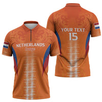 Custom Netherlands Football Zipper Polo Shirt Go Champions Oranje - Wonder Print Shop