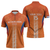 Custom Netherlands Football Zipper Polo Shirt Go Champions Oranje - Wonder Print Shop