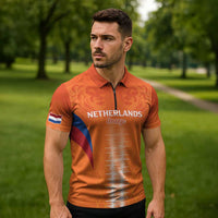 Custom Netherlands Football Zipper Polo Shirt Go Champions Oranje - Wonder Print Shop