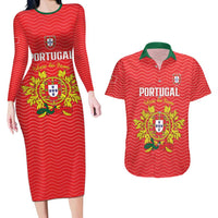 Custom Portugal Football 2026 Couples Matching Long Sleeve Bodycon Dress and Hawaiian Shirt Team of the Quincunxes - Wonder Print Shop