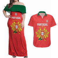 Custom Portugal Football 2026 Couples Matching Off Shoulder Maxi Dress and Hawaiian Shirt Team of the Quincunxes - Wonder Print Shop