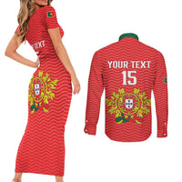 Custom Portugal Football 2026 Couples Matching Short Sleeve Bodycon Dress and Long Sleeve Button Shirt Team of the Quincunxes - Wonder Print Shop