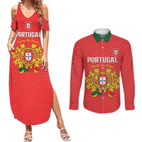 Custom Portugal Football 2026 Couples Matching Summer Maxi Dress and Long Sleeve Button Shirt Team of the Quincunxes - Wonder Print Shop