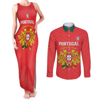 Custom Portugal Football 2026 Couples Matching Tank Maxi Dress and Long Sleeve Button Shirt Team of the Quincunxes - Wonder Print Shop