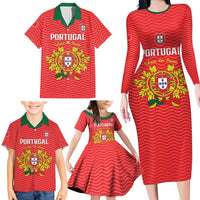 Custom Portugal Football 2026 Family Matching Long Sleeve Bodycon Dress and Hawaiian Shirt Team of the Quincunxes - Wonder Print Shop