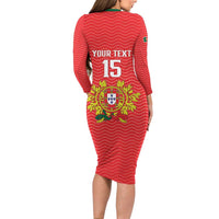 Custom Portugal Football 2026 Family Matching Long Sleeve Bodycon Dress and Hawaiian Shirt Team of the Quincunxes - Wonder Print Shop