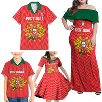 Custom Portugal Football 2026 Family Matching Off Shoulder Maxi Dress and Hawaiian Shirt Team of the Quincunxes - Wonder Print Shop