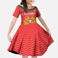 Custom Portugal Football 2026 Family Matching Short Sleeve Bodycon Dress and Hawaiian Shirt Team of the Quincunxes - Wonder Print Shop