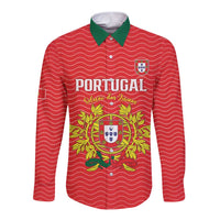 Custom Portugal Football 2026 Long Sleeve Button Shirt Team of the Quincunxes - Wonder Print Shop