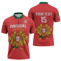 Custom Portugal Football 2026 Zipper Polo Shirt Team of the Quincunxes - Wonder Print Shop